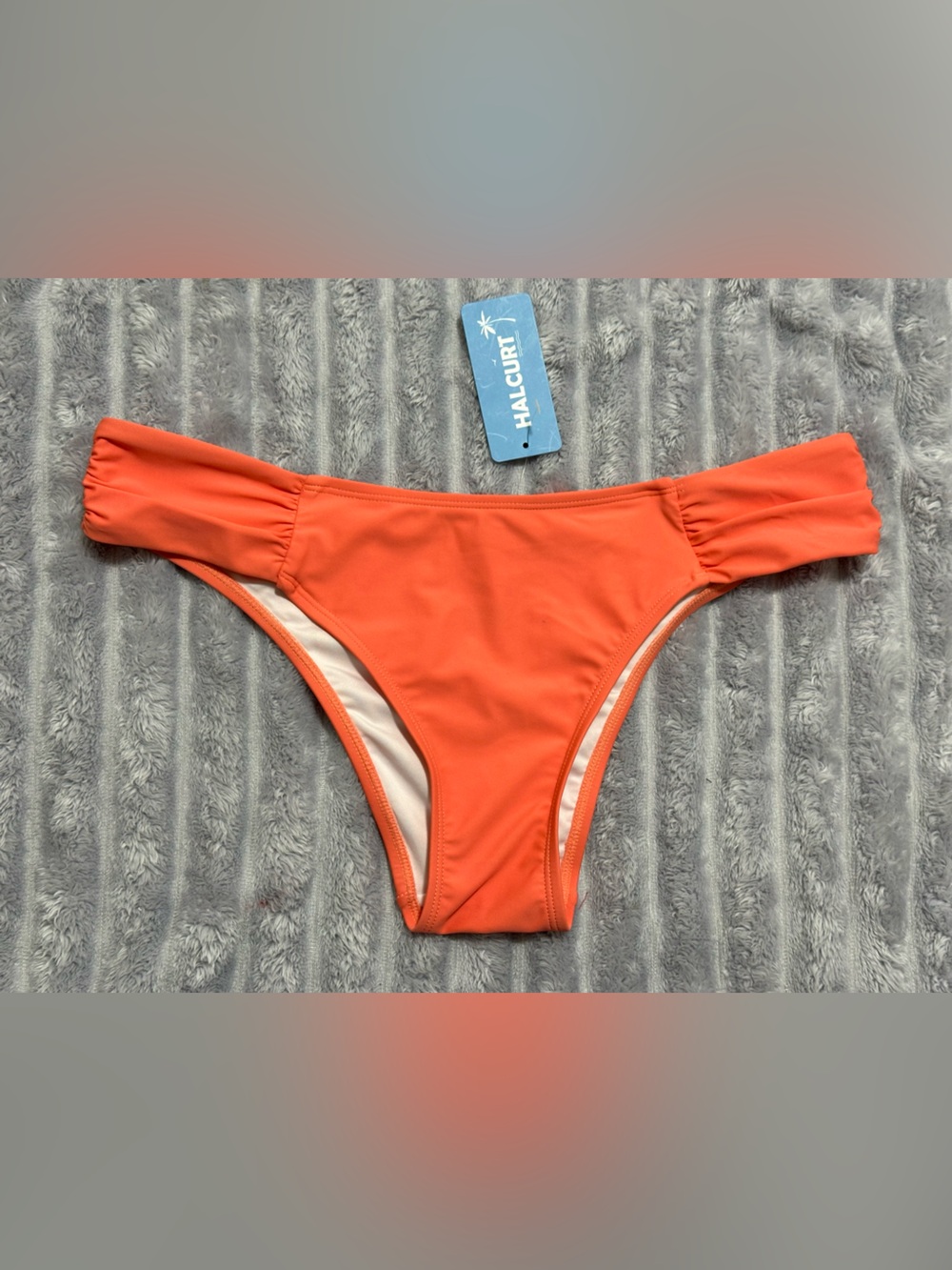 Haltercut Orange Ruched Side Bikini Bottom - Halcurt